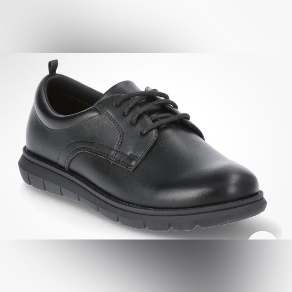 WONDER NATION Boys Black Oxford Lace Up Shoes Size 5 Memory Foam Insoles New